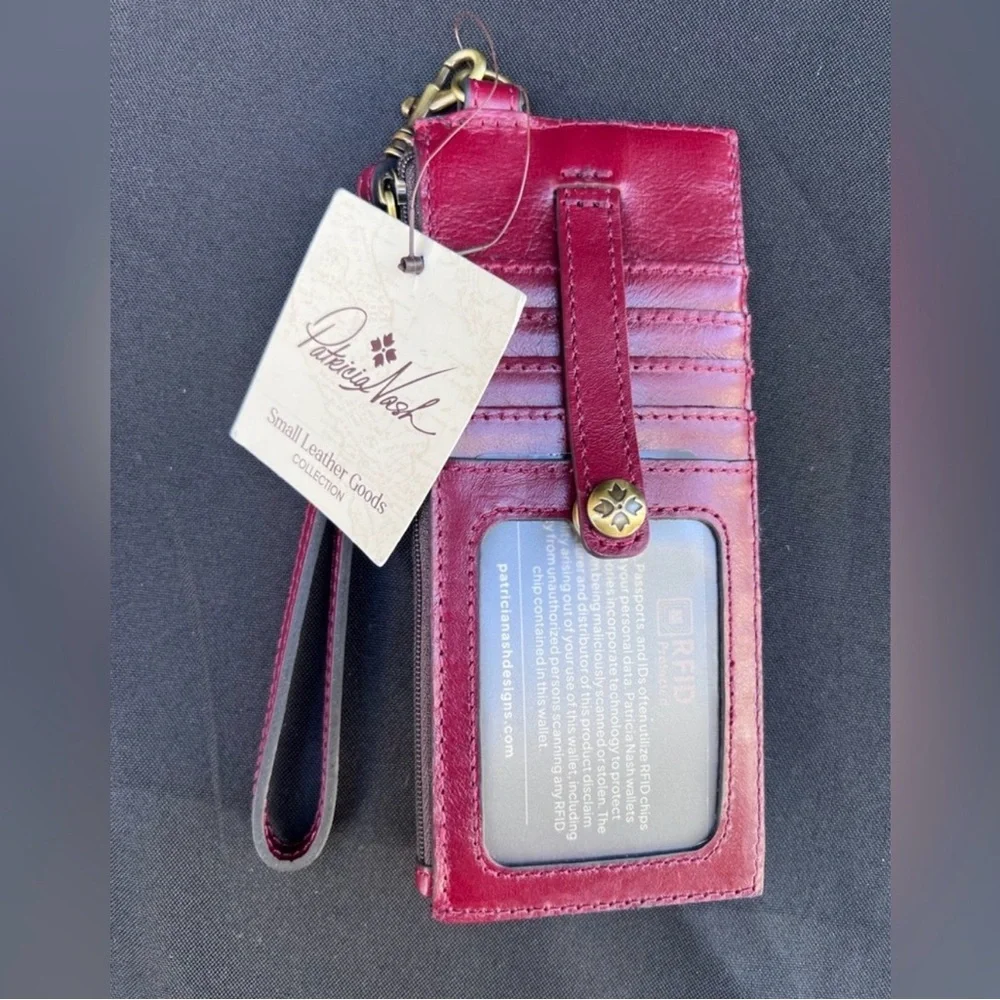 Patricia Nash Maroon Leather Wristlet Patricia New with Tags RFID PROTECTED